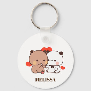 Cute Panda Bear Kärlek Monogram Nyckelring