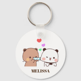 Cute Panda Bear Kärlek Monogram Nyckelring