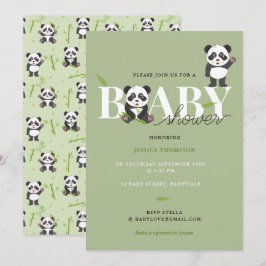 Cute Panda Bear Kawaii Gender Neutral Baby Shower Inbjudningar