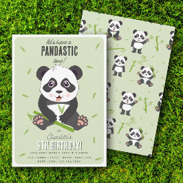 Cute Panda Bear Kawaii Kids Birthday Party Inbjudningar
