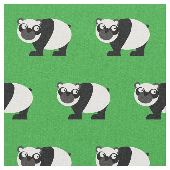 Cute Panda Bear Kid Baby Nursery Grönt Tyg (Närbild)
