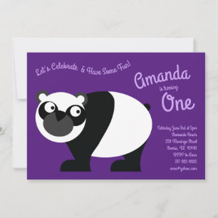 Cute Panda Bear Kids 1:a födelsedagsinbjudan Inbjudningar