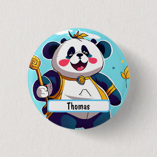 Cute Panda Bear med Anpassadets namn Knapp