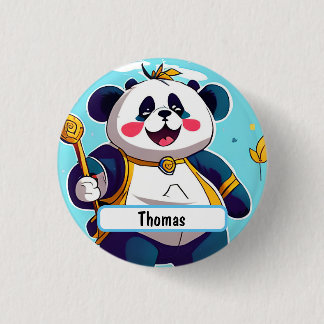 Cute Panda Bear med Anpassadets namn Knapp