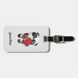 Cute Panda Bear med Bukett med rosor Bagagebricka