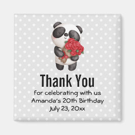 Cute Panda Bear med Bukett med rosor Party Tack Magnet