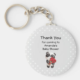 Cute Panda Bear med Bukett med rosor Tack Nyckelring