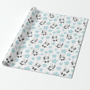 Cute Panda Bear mellan stjärnor   BABY Presentpapper