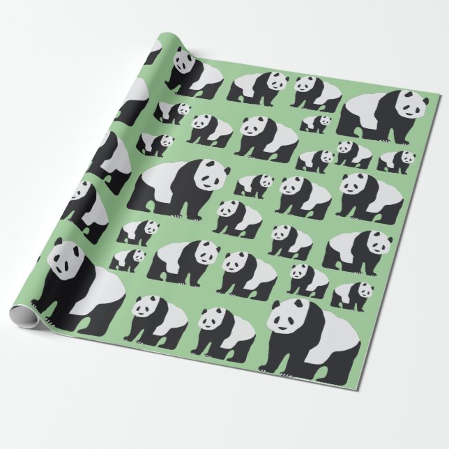 Cute Panda Bear Mönster Presentpapper (Utrullad)