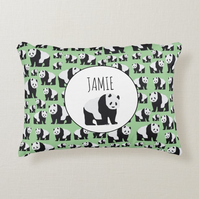 Cute Panda Bear Mönster Prydnadskudde (Framsidan)