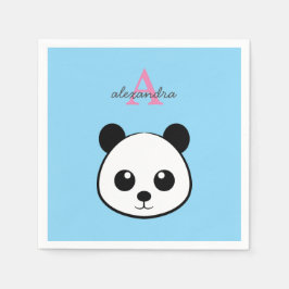 Cute Panda Bear Napkins – Personalized Monogram  Pappersservett