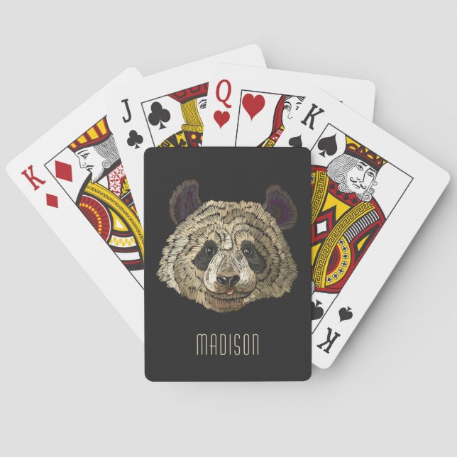 Cute Panda Bear Natur Animal Personlig Namn Casinokort (Baksidan)