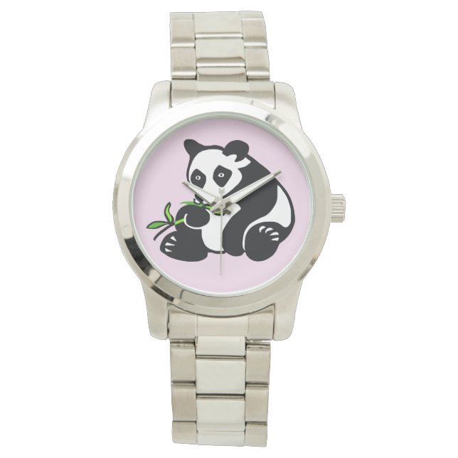 Cute PANDA Bear - Nature - Wildlife - Rosa Armbandsur (Framsida)
