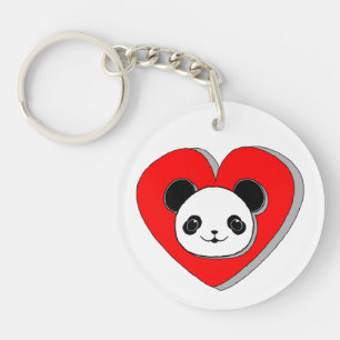 Cute Panda Bear och Red Heart Teckning