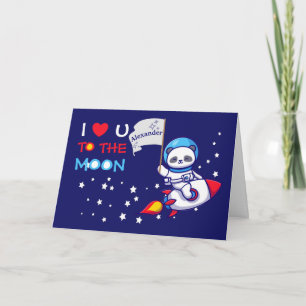 Cute Panda Bear on Rocket Frakt Kids Personlig Kort