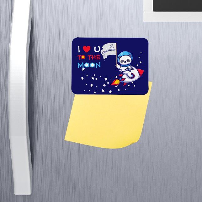 Cute Panda Bear on Rocket Frakt Kids Personlig Magnet (Skapare uppladdad)