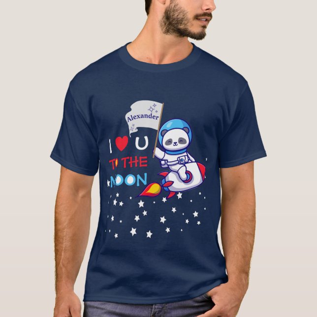 Cute Panda Bear on Rocket Frakt Kids Personlig T Shirt (Framsida)