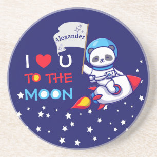 Cute Panda Bear on Rocket Frakt Kids Personlig Underlägg