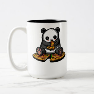 Cute Panda Bear Pizza Älskare Animal Två-Tonad Mugg