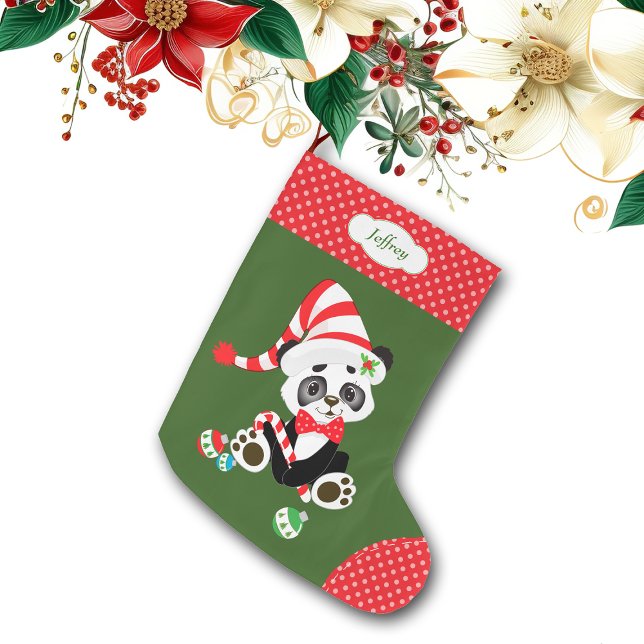 Cute Panda Bear Polkadot Stor Julstrumpa (Skapare uppladdad)