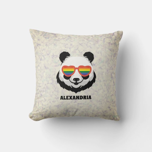 Cute Panda Bear | Rainbow | LGBTQ Kudde (Framsida)