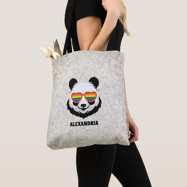 Cute Panda Bear | Rainbow | LGBTQ Tygkasse (Närbild)