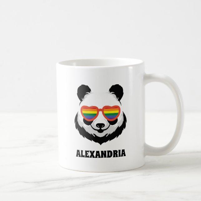 Cute Panda Bear | Regnbåge | HBT-TQ Kaffemugg (Höger)