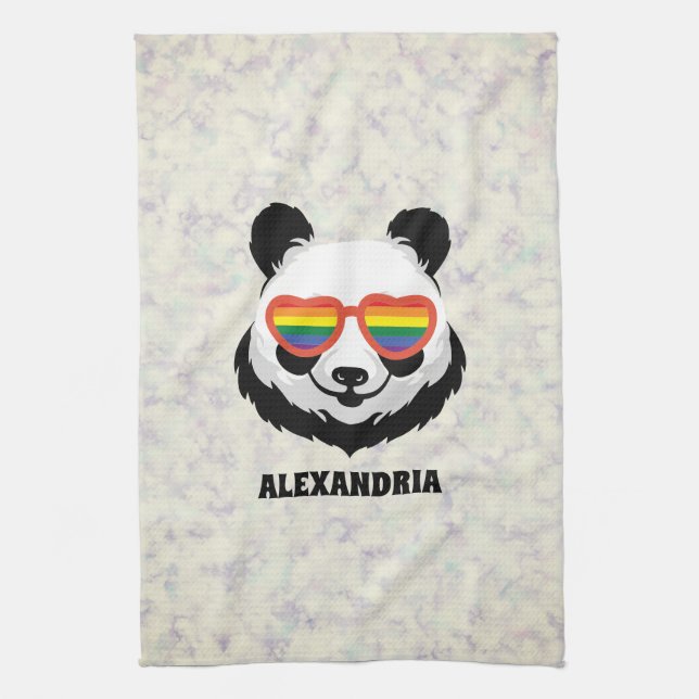 Cute Panda Bear | Regnbåge | HBT-TQ Kökshandduk (Vertikal)