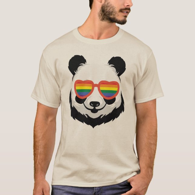 Cute Panda Bear | Regnbåge | HBT-TQ T Shirt (Framsida)