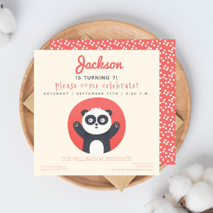 Cute Panda Bear Roligt Barns födelsedag-partiets i Inbjudningar