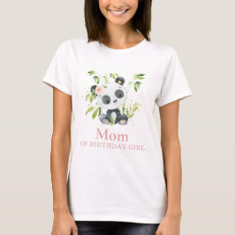 Cute Panda Bear Rosa Blommigt Mamma Birthday Girl T Shirt