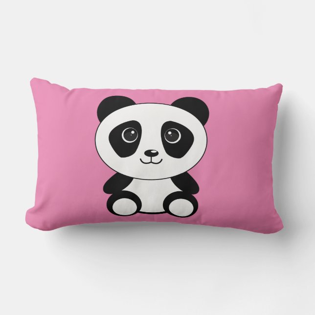 CUTE PANDA BEAR ROSA LUMBAR PILLOW LUMBARKUDDE (Framsida)