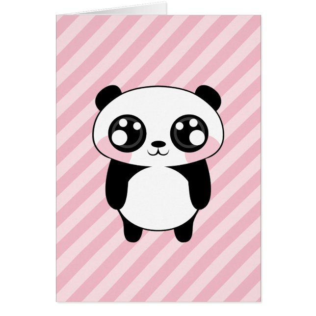 Cute Panda Bear Rosa Rand Bakgrund Hälsningskort (Framsidan)