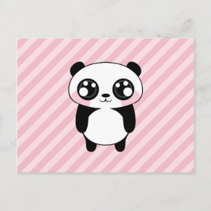 Cute Panda Bear Rosa Rand Bakgrund Vykort