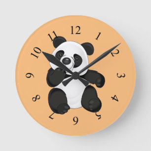 Cute Panda Bear Rund Klocka