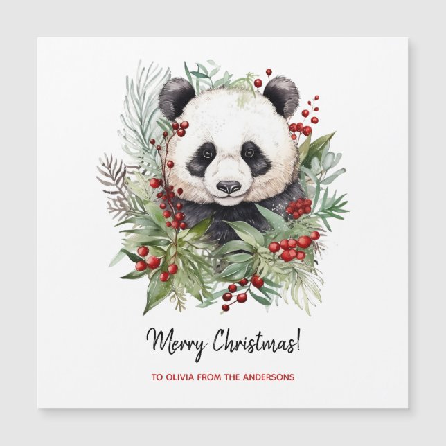Cute Panda Bear Rustic julbotanicals (Framsida)