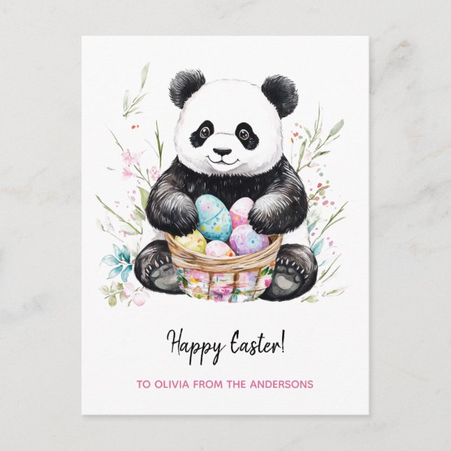 Cute Panda Bear Rustic Påsk Helg Vykort (Framsida)