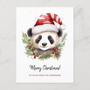 Cute Panda Bear Santa God jul Helg Vykort