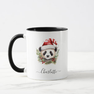 Cute Panda Bear Santa God jul Mugg