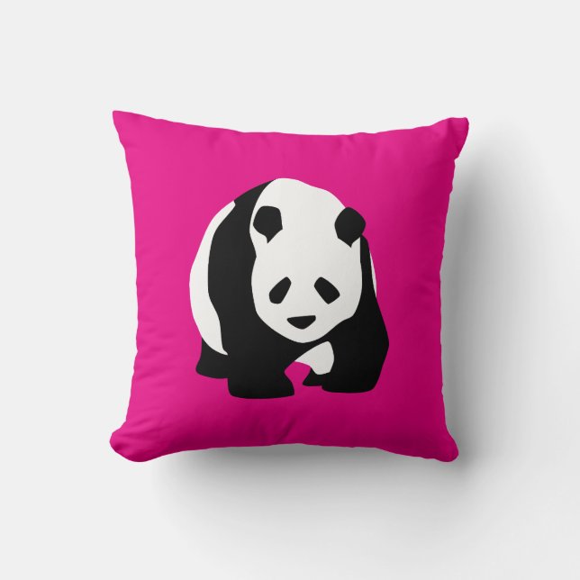 Cute Panda Bear Shock rosa Fuchsia Zoo Wildlife Gi Kudde (Framsida)