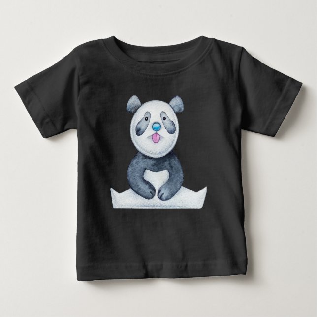 Cute Panda Bear Stickar ut Tunga Funny T Shirt (Framsida)
