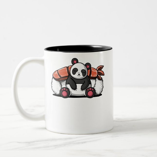 Cute Panda Bear Sushi Älskare Animal Två-Tonad Mugg (Vänster)