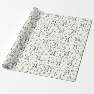 Cute Panda Bear Unge Bamboo Greenery Decoupage Presentpapper