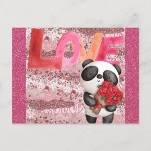 Cute Panda Bear Valentines day Kärlek Vykort