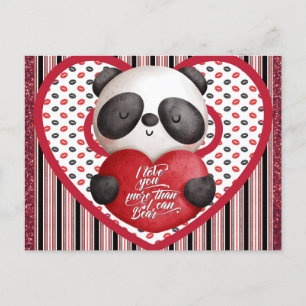 Cute Panda Bear Valentines day Vykort