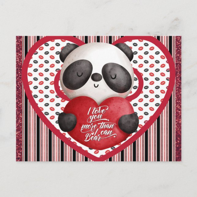 Cute Panda Bear Valentines day Vykort (Framsida)