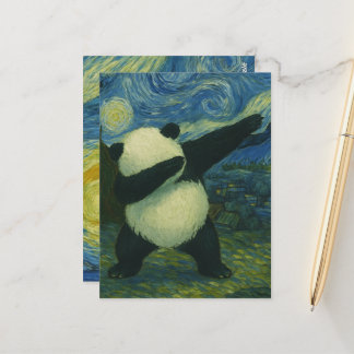 Cute Panda Bear - Van Gogh Style - Starry Night  Vykort