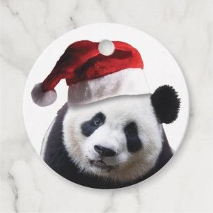 Cute Panda Bear Wat a Jultomten Hat Gåvor Etiketter