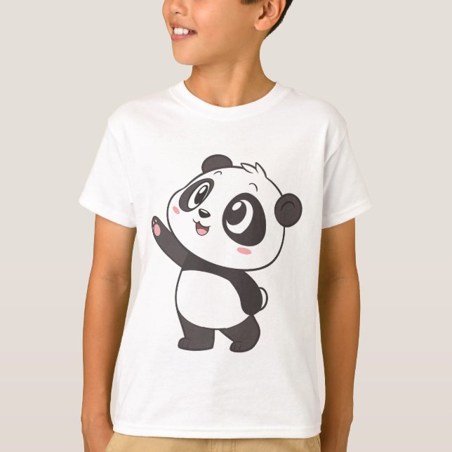 Cute Panda Bear Wave - Boys T-Shirt Design (Framsida)