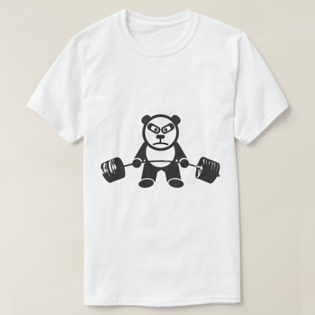 Cute Panda Bear Weightlift - Deadlift T Shirt (Design framsida)
